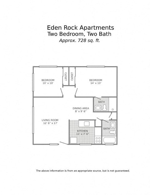 2 bedroom-728 sq. ft.